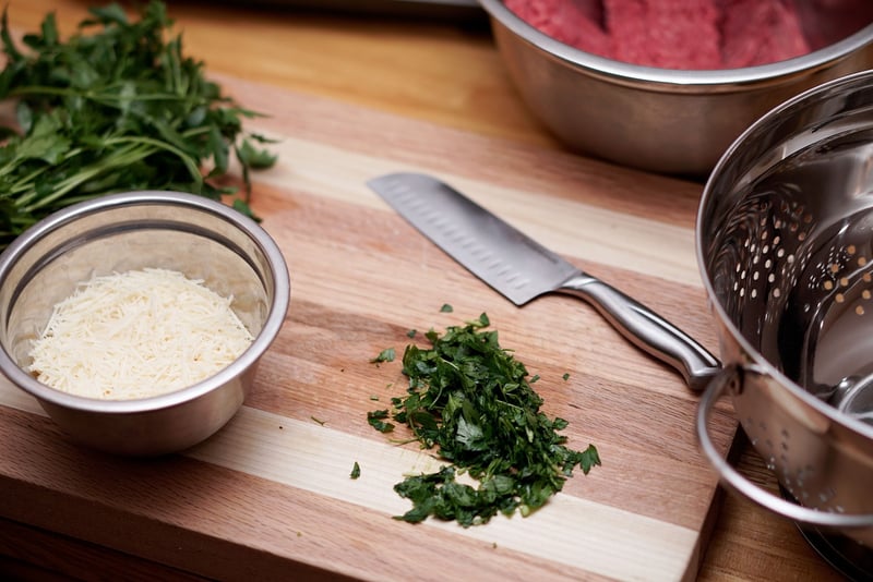 Kitchen knife on cutting board
